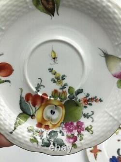 Herend Footed Cup and Saucer Set #734 Fruits & Flowers BFR Tea / Coffee Vintage