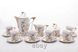 Hollohaza vintage Exclusive Hungarian porcelain coffee set Springtime melody