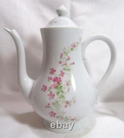 Jammet-Seignolles Limoges France Coffee Pot Creamer Sugar Bowl w Lid Pink Floral