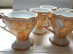 Japan Porcelain Coffee cups and Saucers, Vintage Set of 6 wih original box 1970s