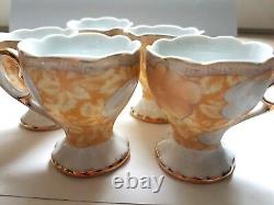 Japan Porcelain Coffee cups and Saucers, Vintage Set of 6 wih original box 1970s