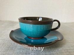 Japanese Vintage Akazu Ware from Seto Coffee Cups and Saucers Set of Five