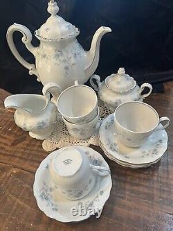 Johann Haviland Blue Garland Tea/Coffee Pot Creamer & Sugar Bowl Set Germany VTG