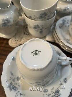 Johann Haviland Blue Garland Tea/Coffee Pot Creamer & Sugar Bowl Set Germany VTG