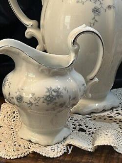 Johann Haviland Blue Garland Tea/Coffee Pot Creamer & Sugar Bowl Set Germany VTG