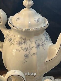 Johann Haviland Blue Garland Tea/Coffee Pot Creamer & Sugar Bowl Set Germany VTG
