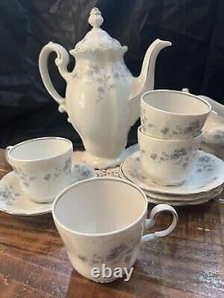 Johann Haviland Blue Garland Tea/Coffee Pot Creamer & Sugar Bowl Set Germany VTG