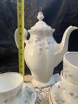 Johann Haviland Blue Garland Tea/Coffee Pot Creamer & Sugar Bowl Set Germany VTG