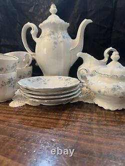 Johann Haviland Blue Garland Tea/Coffee Pot Creamer & Sugar Bowl Set Germany VTG