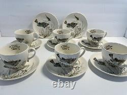 Johnson Brothers China FISH Design #2 Cup & Saucer Set Lot 8 Plates & 6 Cups