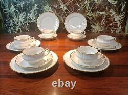 KPM Berlin Rocaille Vintage Tea Service for 6 People, Old White with Golden Rim