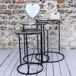 Karari Set of 3 Round Occasional Tables Vintage Nest Side End Table Coffee