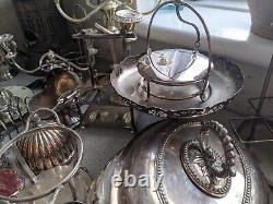 LARGE JOB LOT VINTAGE MAINLY SILVER PLATED ITEMS TEAPOT Candelabras Etc