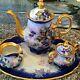 Large Vintage Hutschenreuther Hpainted Blueberry Tea Coffee Chocolate Pot Set