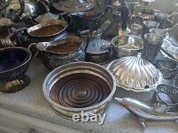 Large Job Lot Vintage Mainly Silver Plated Items Teapots, Etc Etc 2