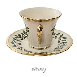 Lenox Dimension Holly Pattern Coffee Cups & Saucers Bone China Set of (8)