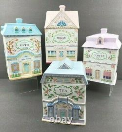 Lenox Spice Village Canisters Flour Sugar Coffee Tea Set Vintage 1990 Jar Holder