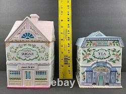 Lenox Spice Village Canisters Flour Sugar Coffee Tea Set Vintage 1990 Jar Holder