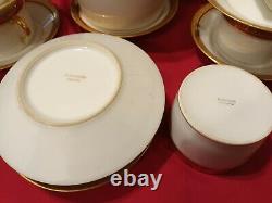 Limoges, France, Vintage Tea, Coffe Set 16Pieces, Pretty White, Red And Gold Pattern