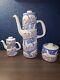Mcm Coffee Set Vintage Sargadelos Spain Pink Blue Pottery Horses Stars Mint