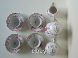 Meissen Coffee Service Mocha Service Rich Old Indian Purple Painting 4 Person