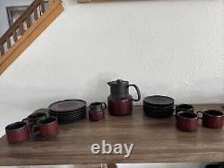 Melitta Red / Black Ceramic 21 Piece Set Made in Germany BEAUTIFUL