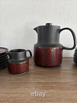 Melitta Red / Black Ceramic 21 Piece Set Made in Germany BEAUTIFUL