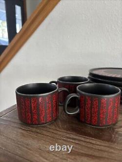 Melitta Red / Black Ceramic 21 Piece Set Made in Germany BEAUTIFUL