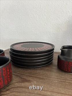 Melitta Red / Black Ceramic 21 Piece Set Made in Germany BEAUTIFUL