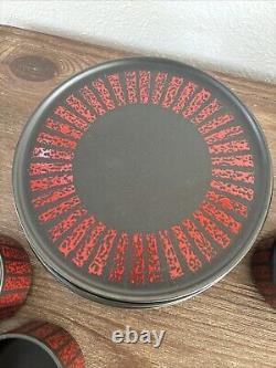 Melitta Red / Black Ceramic 21 Piece Set Made in Germany BEAUTIFUL