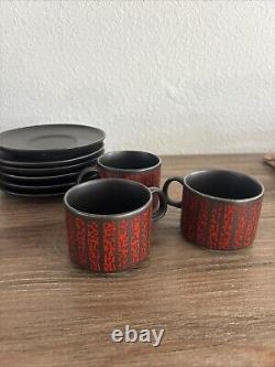 Melitta Red / Black Ceramic 21 Piece Set Made in Germany BEAUTIFUL