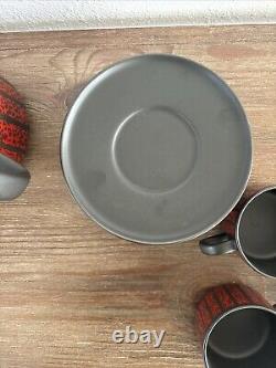 Melitta Red / Black Ceramic 21 Piece Set Made in Germany BEAUTIFUL