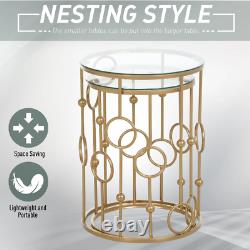 Metal Round Side Table Small Gold Furniture Nest Set 2 Vintage Lounge Coffee End