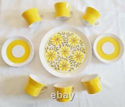 Mikasa Duplex Ben Seibel Yellow White Cup Saucer Set Serving for 6 (+) 3 Plates