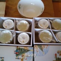 Mikasa Merry Christmas Mugs (8) New + Round Vegetable Serving Bowl