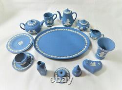 Miniature Tea Coffee set plus extras Wedgwood Blue Jasper Vintage