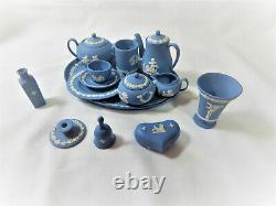 Miniature Tea Coffee set plus extras Wedgwood Blue Jasper Vintage
