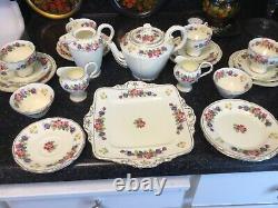 Mint Vintage c1940 PARAGON Early Black MARK Floral Tea/Coffee Set 23 Ps 4 Place