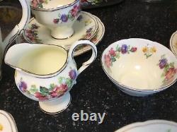 Mint Vintage c1940 PARAGON Early Black MARK Floral Tea/Coffee Set 23 Ps 4 Place