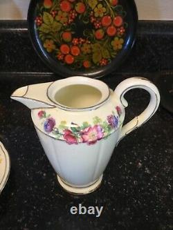 Mint Vintage c1940 PARAGON Early Black MARK Floral Tea/Coffee Set 23 Ps 4 Place