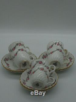 Mintons Demitasse Coffee Set for Six (6). Made in England Rose Garland Design