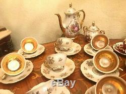 Mixed Coffee Sets 21 Cups Saucers Pot Milk Sugar Cup Vintage German Bareuther