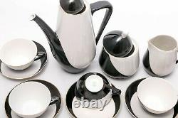 Monochrome 6 person coffe set Vintage Hollohaza porcelain Hungary'60s