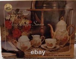 NEW-MUSICAL Vintage Gold Rim Porcelain Tea/Coffee Set 17Pc From Japan- DEVILLE