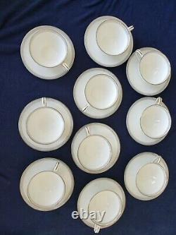 NORITAKE SILVER KEY #5941 set of 10 Coffee Tea Cup 4x2.25 & Saucer 6'