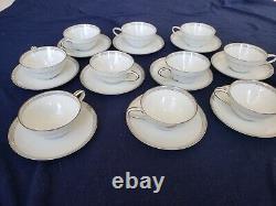 NORITAKE SILVER KEY #5941 set of 10 Coffee Tea Cup 4x2.25 & Saucer 6'