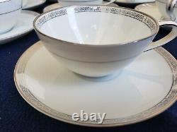 NORITAKE SILVER KEY #5941 set of 10 Coffee Tea Cup 4x2.25 & Saucer 6'