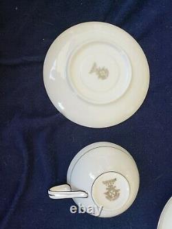 NORITAKE SILVER KEY #5941 set of 10 Coffee Tea Cup 4x2.25 & Saucer 6'