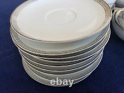 NORITAKE SILVER KEY #5941 set of 10 Coffee Tea Cup 4x2.25 & Saucer 6'