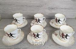 NOS! RARE Vintage USSR LFZ Porcelain set 6 Coffee Cups and Saucer Olympiad 80